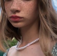 WHITE PEARLS PINK HEART Halsband Design ALL HANDMADE NYHET LOVE UNIKA