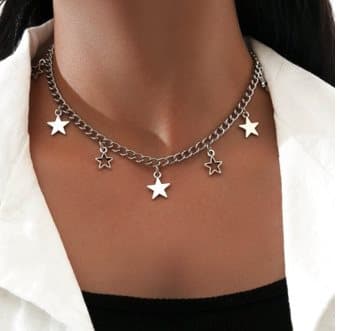 STARS SILVER Halsband Design ALL HANDMADE NYHET LOVE UNIKA