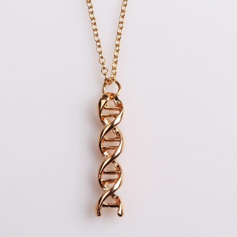 Halsband DNA Spiral Molekyl Guldfärg Kemi Mini
