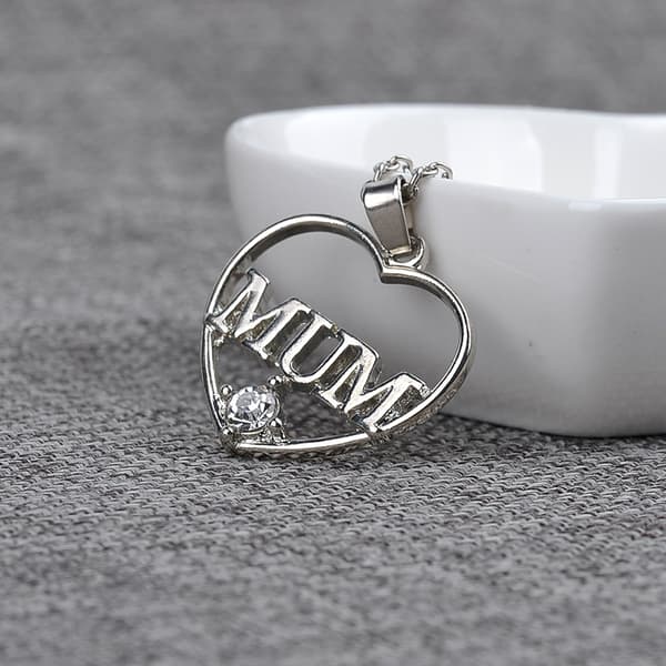 INF Hjärthalsband för mamma zinklegering/strass Silver