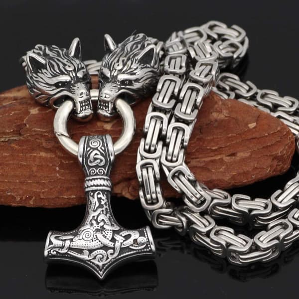 INF Viking koru kaulakoru Thor's vasara Ruostumaton teräs hopea