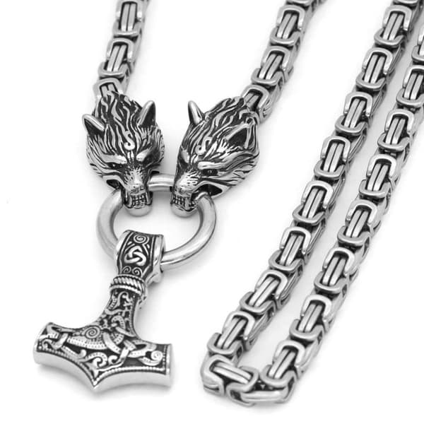 INF Viking koru kaulakoru Thor's vasara Ruostumaton teräs hopea