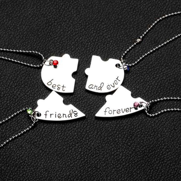 INF Hjärtpusselhalsband "Best Friends for Ever and Ever" 4 st Zinklegering