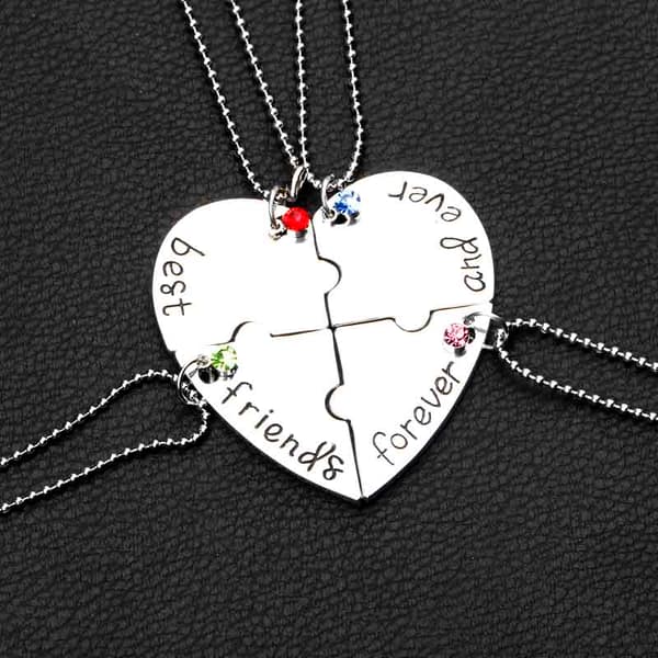 INF Hjärtpusselhalsband "Best Friends for Ever and Ever" 4 st Zinklegering