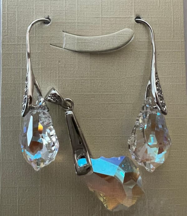 Droppe Swarovski-kristall Äkta Silver Örhängen & Hänge