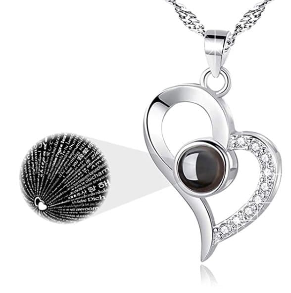 INF Vino sydänkaulakoru "I love you" 100 kielellä hopea