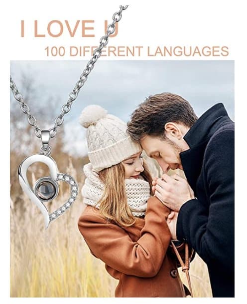 INF Vino sydänkaulakoru "I love you" 100 kielellä hopea