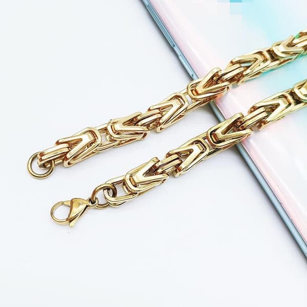 Guld Kejsarlänk halsband i rostfritt stål med 18k guldplätering