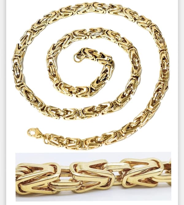 Guld Kejsarlänk halsband i rostfritt stål med 18k guldplätering 6mm tjock,50cm lång