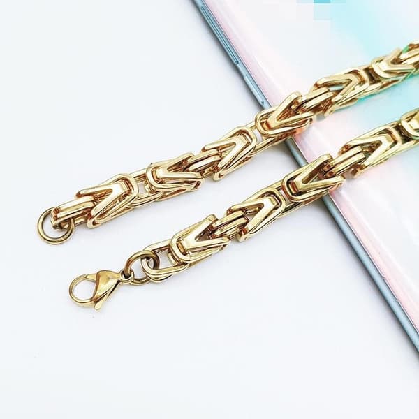 Guld Kejsarlänk halsband i rostfritt stål med 18k guldplätering