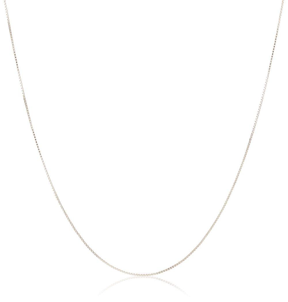 Box Chain Halsband för kvinnor 925 Sterling Silver Silver 0.8mm 40+5cm