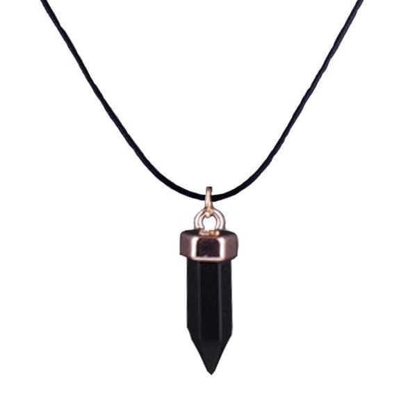Halskjede med energisikende harpiksklippene Black Obsidian