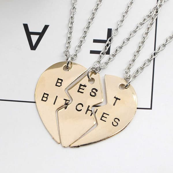 Best Bitches – Vänskapshalsband för 3 Kompisar Guld