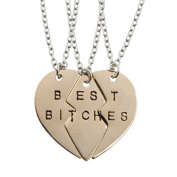 Best Bitches – Vänskapshalsband för 3 Kompisar Guld