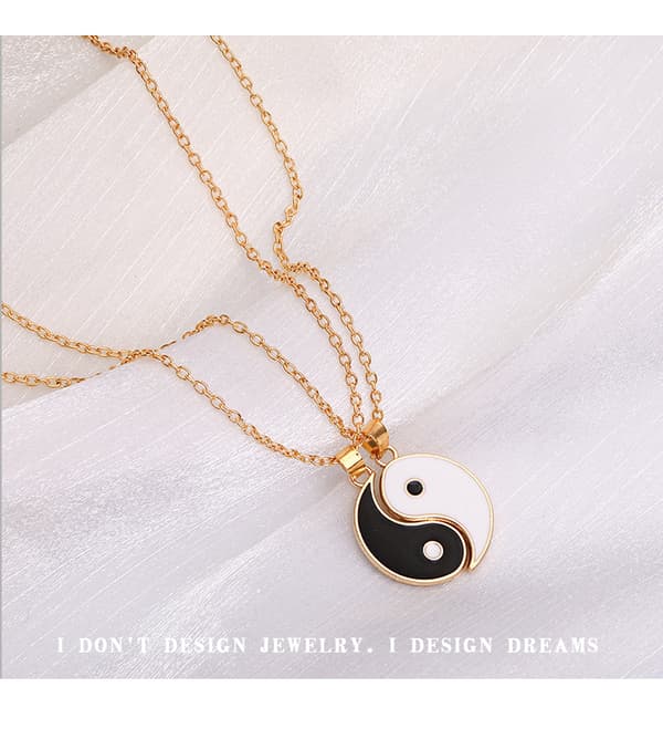 INF Yin Yang par-halsband med matchande hängen Guld 2 st