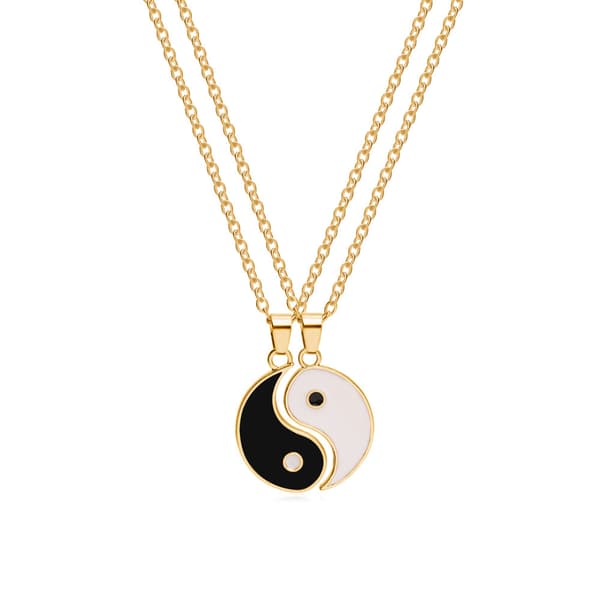 INF Yin Yang par-halsband med matchande hängen Guld 2 st