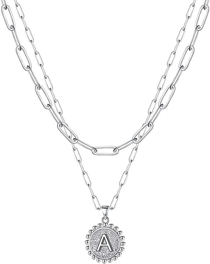 Elegant Initial A Halsband med Pappersklämma Kedja