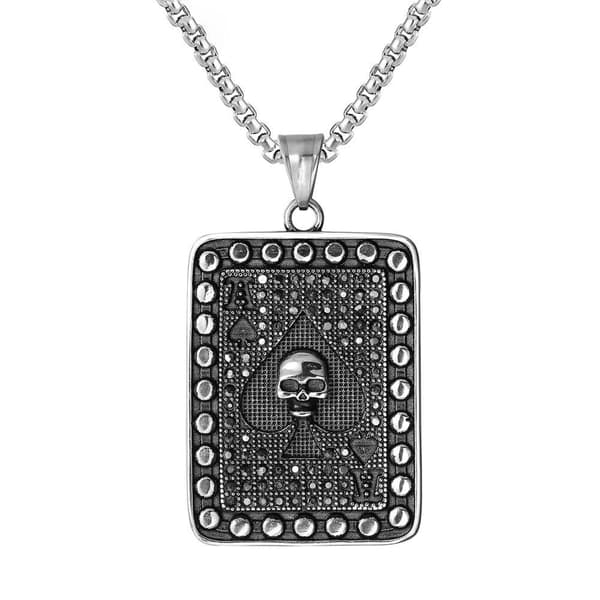 Noorzai Scandinavia - Unique necklace chain poker card skull