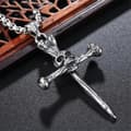 Miniatyrbilde 2 av 3: Skull biting crucifix punk cross stainless steel gothic
