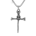 Miniatyrbilde 1 av 3: Skull biting crucifix punk cross stainless steel gothic