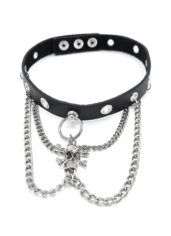 Nite halskjede med lenker og hodeskalle - Bondage