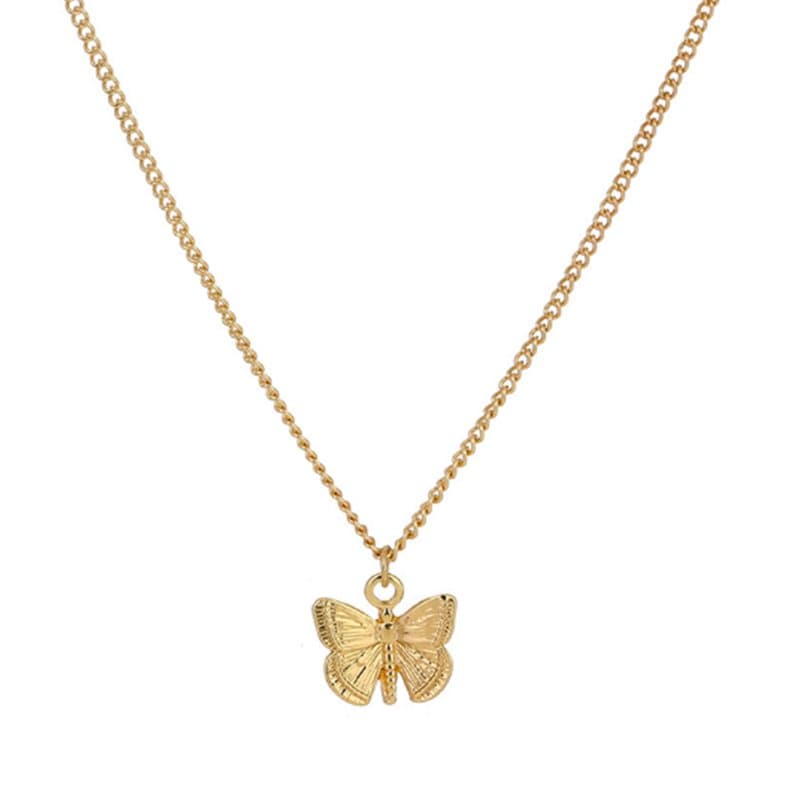 Halsband med fjärilshänge Guld