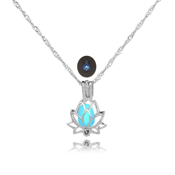 INF Halsband med lotusblomma - Lyser i mörkret Silver