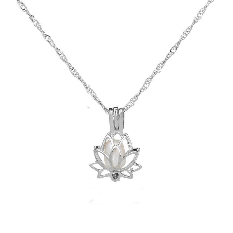 Halsband med lotusblomma - Lyser i mörkret Silver