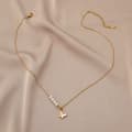 Miniatyrbilde 5 av 5: Gold-plated mother-of-pearl butterfly necklace with pearls in gold