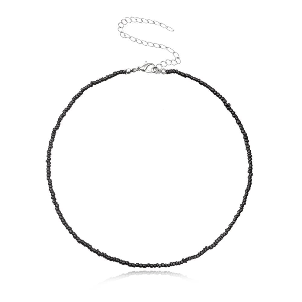 Kort pärlat halsband Svart