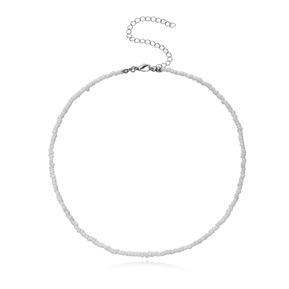 Kort pärlat halsband Vit