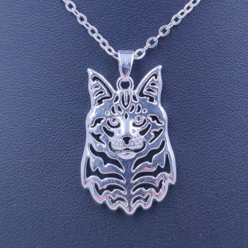Halsband Maine Coon Kattras Katt Cat Silverpläterad