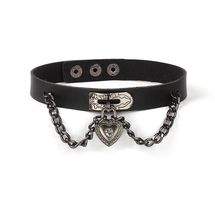 Justerbart Gothic & Punk Choker halsband Svart