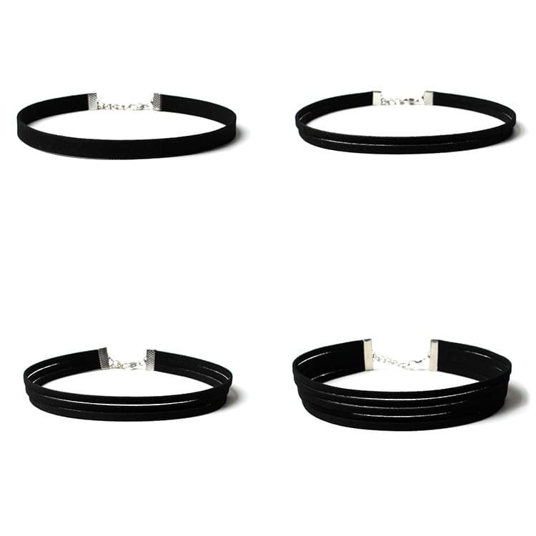 Retro spets gotiskt halsband 4-pack Svart