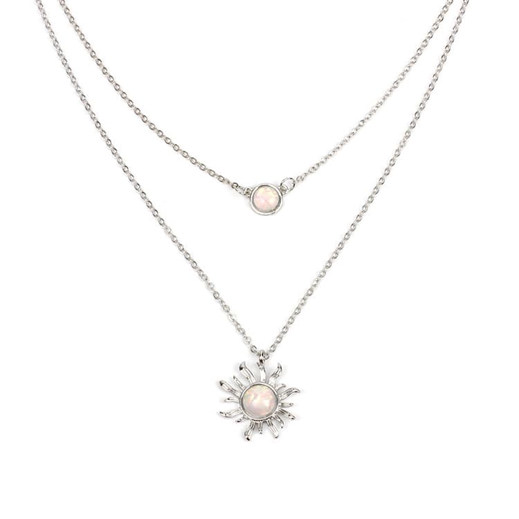 Halsband med hängande solros i lager Silver