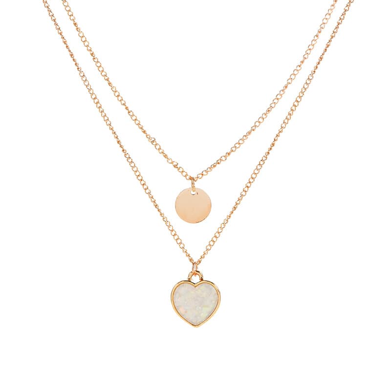 Dual Layer Heart Pendant Halsband Guld