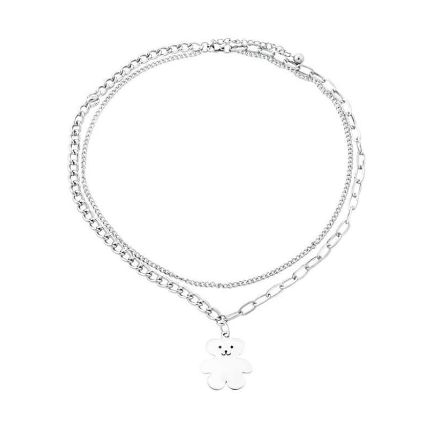 Halsband med björnhänge Silver