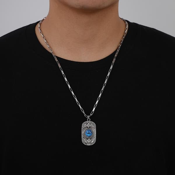 Coolt halsband silver blått öga demon rostfritt stål örn fågel