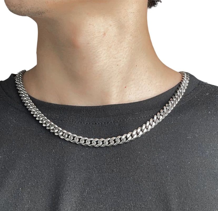 Mode Hip Hop Chain Halsband Rostfritt stål för män Silver