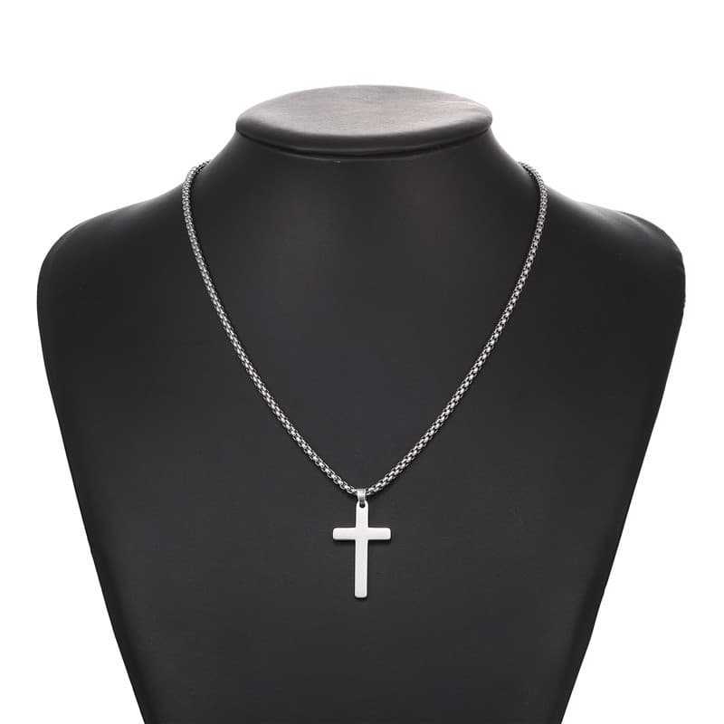 Hip-hop Cross nyckelbenskedja halsband för män kvinnor Silver