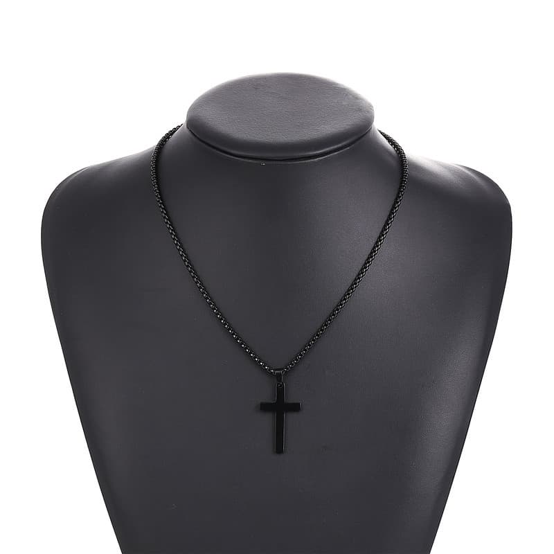 Hip-hop Cross nyckelbenskedja halsband för män kvinnor Svart