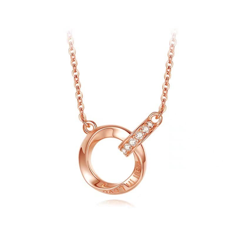 Par Hänge Halsband Ring Halsband Förlovning Bröllop Alla hjärtans dag Rose guld