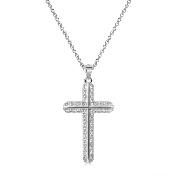 Exklusivt Hög Kvalitets Kors Halsband Silver