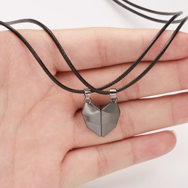 INF Two Souls One Heart Pendant Yhteensopiva kaulakorumagneetti Musta