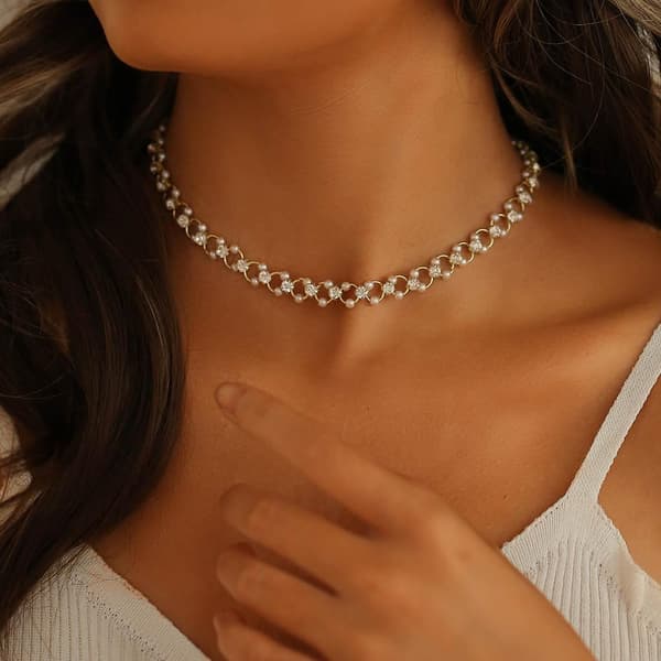 Statement halsband med pärlor strass vacker lyx high class