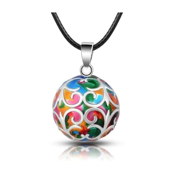 Flerfärgad gravid bola Halsband till blivande mamma * Halsbandslängd: 114 cm * Halsbandsmaterial: Vaxat läder * Material