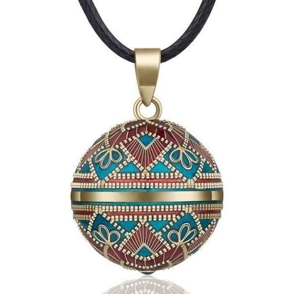 Gyllene etnisk blomma graviditet bola halsband