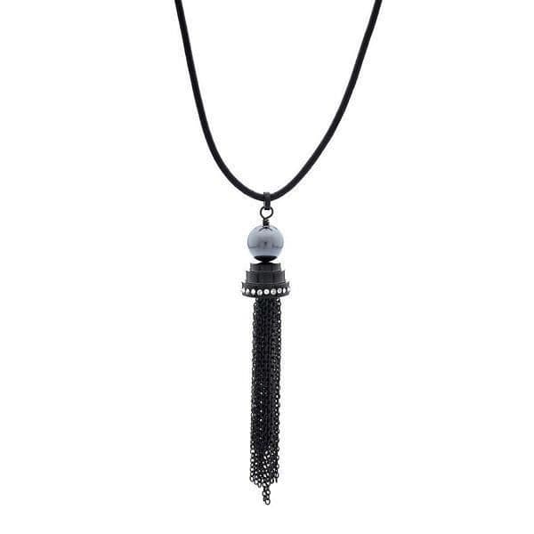 Svart läderhalsband för kvinnor - Halsband och hänge presentidé