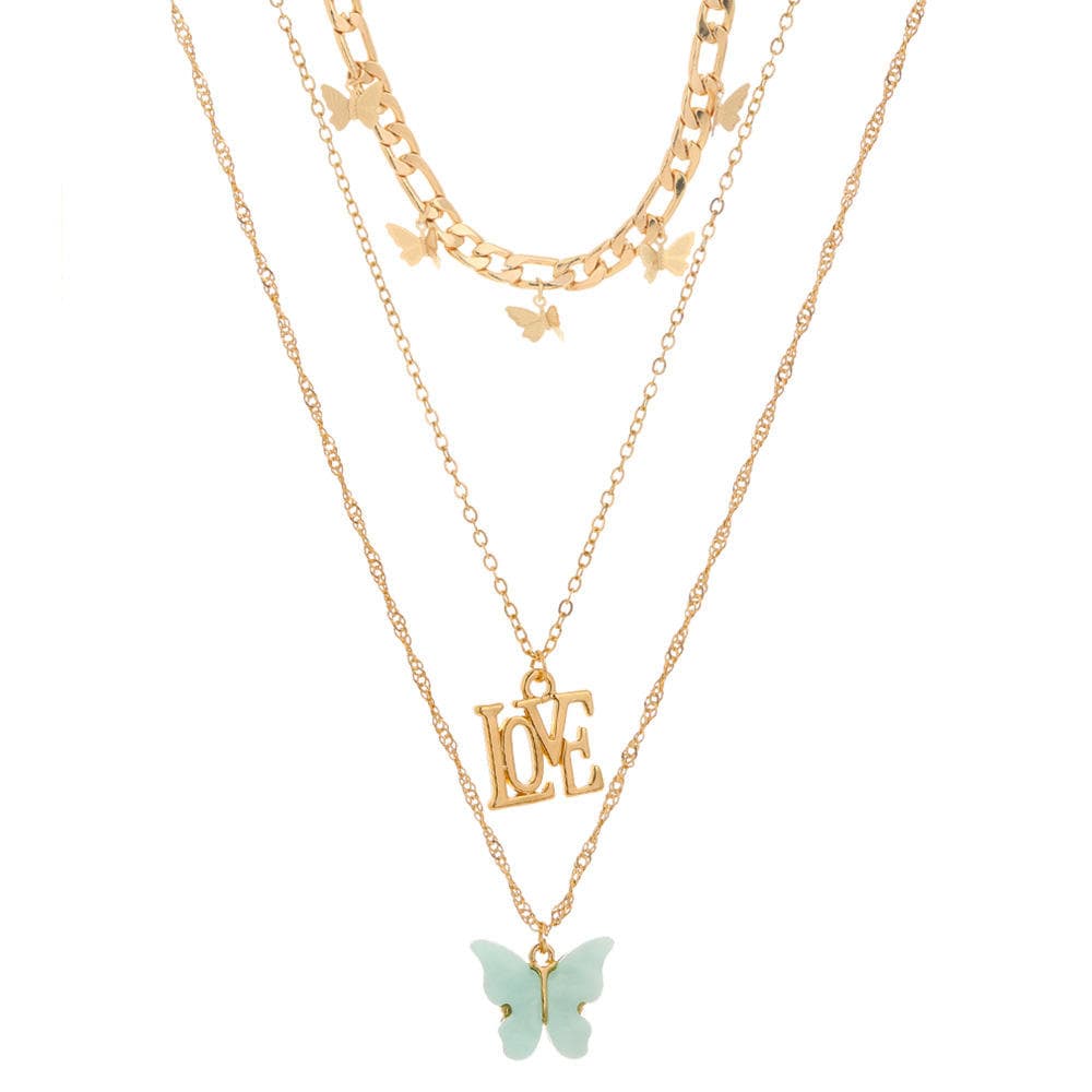 Trippel-halsband med fjärilar "Butterfly Love" Guld