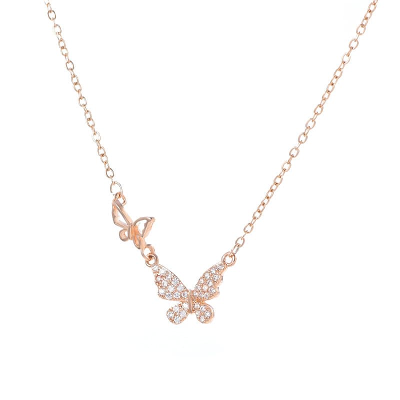 Halsband med fjärilar Rose guld